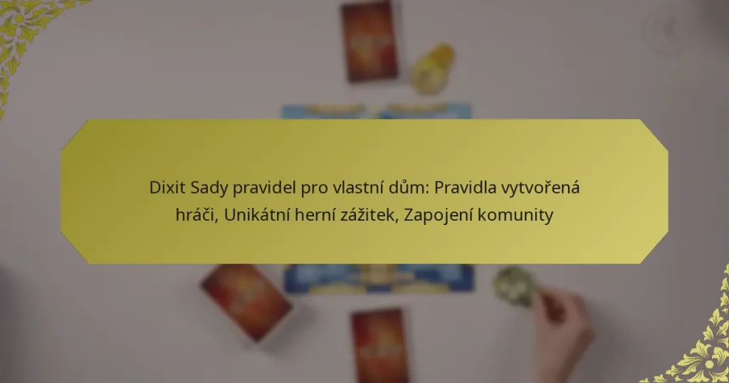 Dixit Sady pravidel pro vlastní dům: Pravidla vytvořená hráči, Unikátní herní zážitek, Zapojení komunity